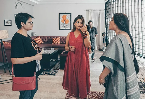 Promita with Sudiptaa Chakraborty and Koneenica Bandyopadhyay during filming