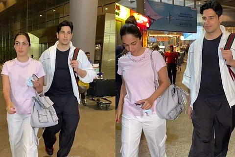 Sidharth Malhotra and Kiara Advani at Mumbai airport