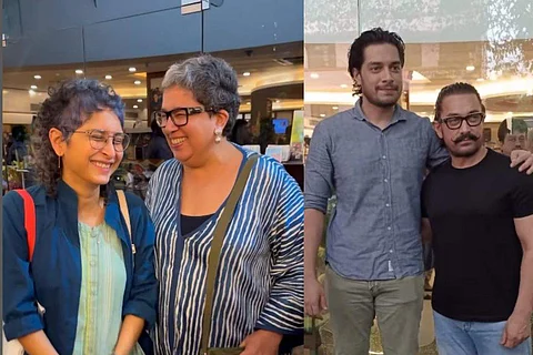 Aamir Khan attends a book launch in Mumbai with ex-wives Reena Dutta and Kiran Rao; poses with son J