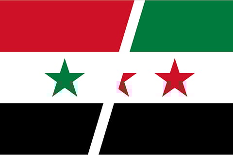 Assad Flag and HTS-led Syrian Government Flag
