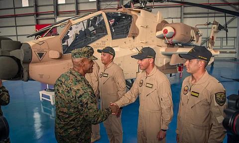 Gen. Michael Langley handshaking Moroccan Pilots.