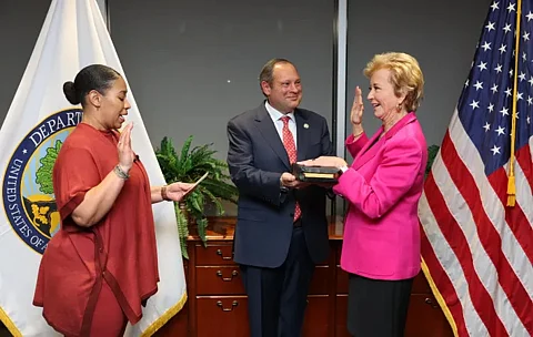 Linda McMahon was swore in as Secretary of Commerce on Monday, March 3, 2025 by Jacqueline Clay