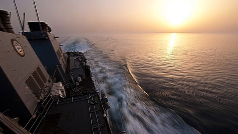 American Navy ship USS Porter transiting the Strait of Hormuz