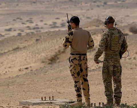 A U.S & Egyptian officer in a military exercise, 2018.