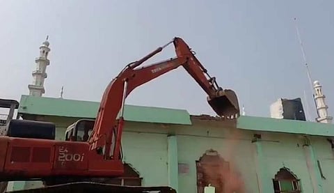 The demolation of a Takiya Mosque erted on a Waqf land. The Govt bulldozed the Mosque and cleared the land for temple expantion