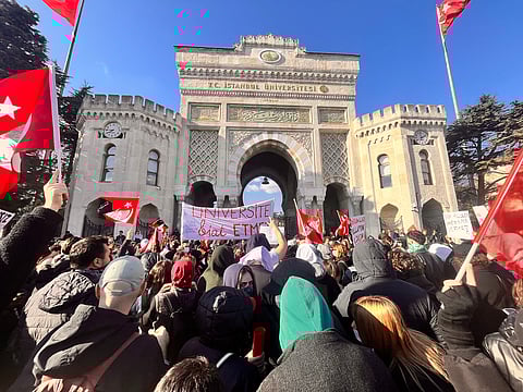 Protests initiated by university students in front of Beyazıt Square.