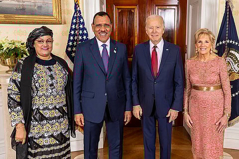 First Lady Hadiza Bazoum, President Mohamed Bazoum, President Joe Biden and Jill Biden pose for photos at the U.S.-Africa Leader Summit,, 2022