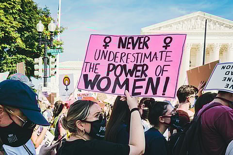 Women's rights activists during a protest.