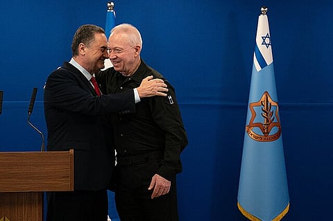 Israel Katz, Israel's current Defense Minister, and his predecessor, Yoav Gallant, pictured in November 2024.