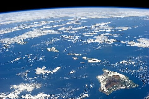 The Hawaiian islands as seen from the International Space Station.