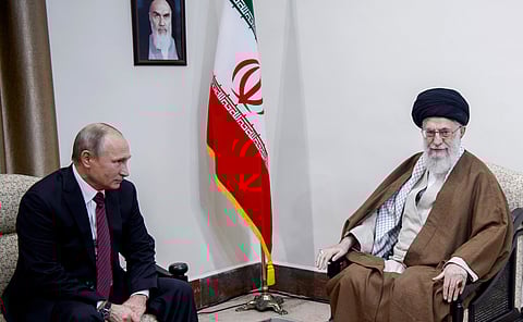 Russian President Vladimir Putin and Supreme Leader of Iran Ayatollah Ali Khamenei