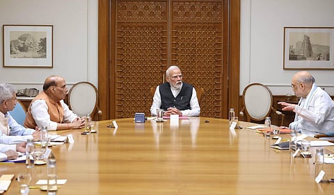 Indian Prime Minister Narenda Modi chairing the meeting of the security cabinet