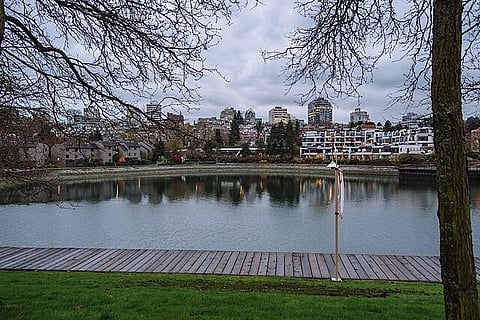 Vancouver Skyline from Ron Basford Park, Granville Island. Vancouver, Canada.