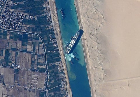 Suez Canal as seen from International Space Station