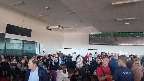 Passengers waiting at the Clara Campoamor Station in Madrid during the 2025 Iberian blackout