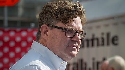 Gunnar Strömmer at Sergel's square in Stockholm the day before the election day, September 8, 2018.