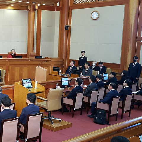 Yoon Suk Yeol at the 3rd hearing of impeachment trial at the Constitutional Court on January 21, 2025