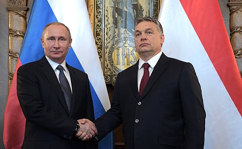 President Vladimir Putin and Prime Minister Viktor Orbán meeting in 2017