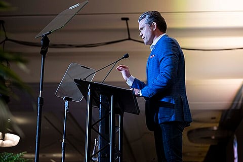 U.S. Secretary of Defense Pete Hegseth provides remarks at the Special Operations Forces Week welcome ceremony in Tampa, Florida, May 6, 2025.