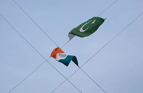 Flags of India and Pakistan.