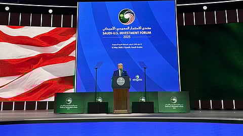 President Donald Trump speaking in Riyadh on Tuesday