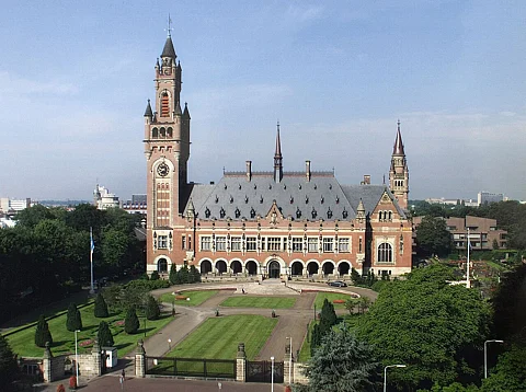 The Peace Palace in The Hague, Netherlands, the seat of the International Court of Justice