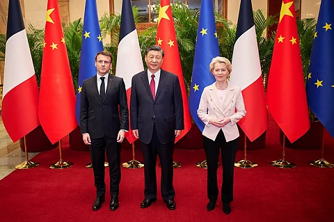Macron, Xi and Ursula von der Leyen 6 April 2023
