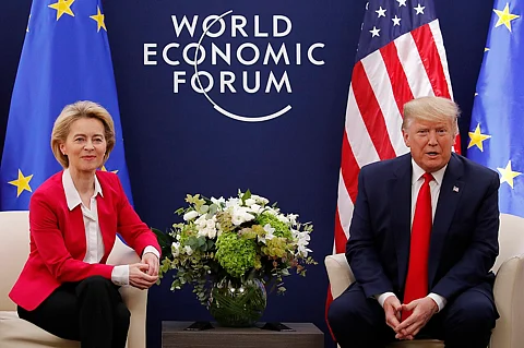 Ursula von der Leyen Donald Trump in Davos, on January 21, 2020