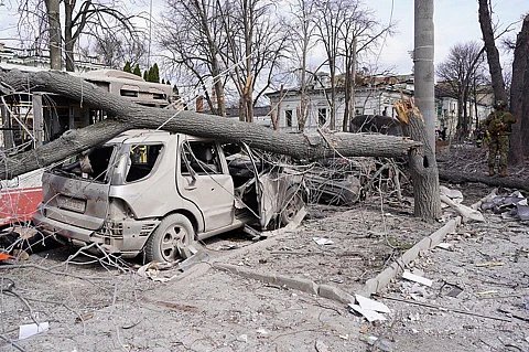 Destructions in Sumy after Russian attack, 13 April 2025