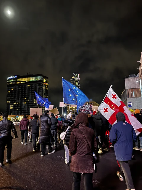 Georgian protestors, 2024