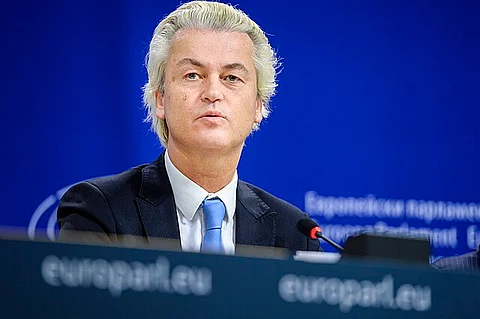 Geert Wilders making a speech in the European Parliament.