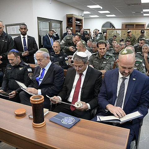Itamar Ben-Gvir (middle) pictured with Israeli Prime Minister Netanyahu.