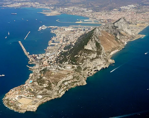 An aerial photo of Gibraltar