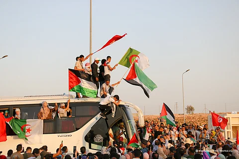 The North African "Soumoud" aid convoy heading to Gaza, was welcomed in Ben Guerdane, Tunisia, near the Ras Ajdir border with Libya on June 9.