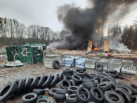 Ukrainian Border Guard post after Russian shelling, 2022.