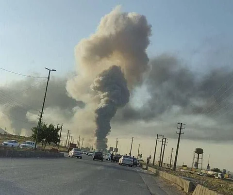 Scene of Israeli airstrikes hitting Iran's Tabriz Airport.