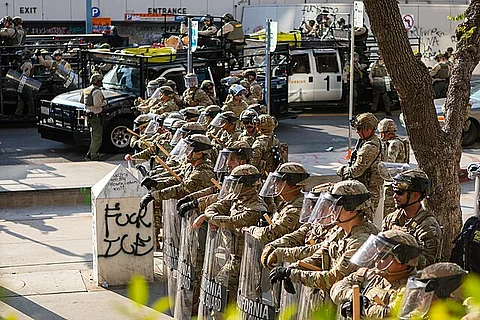 California National Guardsmen deployed in Los Angeles.