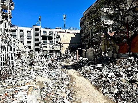 Gaza's Rubble in Wehda Street during Gaza war 23-ongoing.