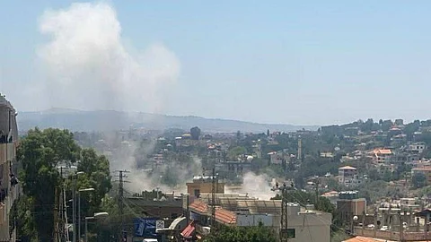 An Israeli airstrike in Nabatieh, southern Lebanon, reported on June 27, 2025.