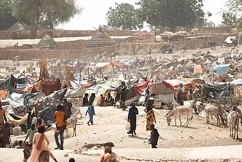 A screengrab from VOA's Number of Refugees Who Fled Sudan for Chad Double in Week. This is a refugee camp in Chad.