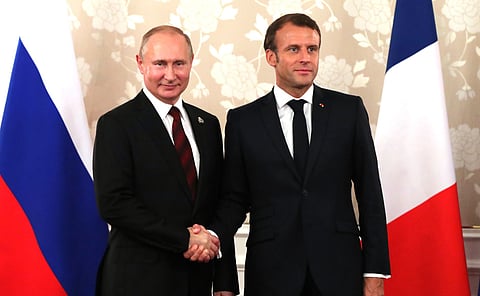 President of the Russian Federation Vladimir Putin with President of France Emmanuel Macron