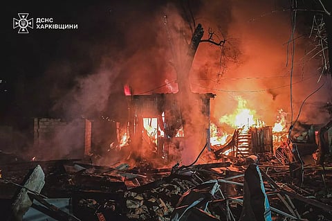 Result of Russian Geran drone strike (For illustrative purposes only)