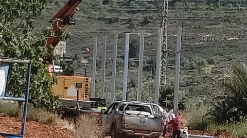 An illegal construction of a separation barrier in Sinjil, a Palestinian town with a 5,742 population in 2017.
