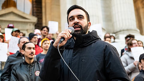 Zohran Mamdani at the Resist Fascism Rally in Bryant Park on Oct 27th, 2024.