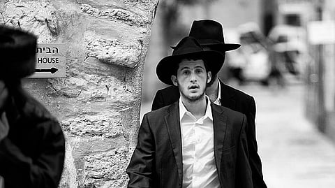 Young Haredi men walking in Jersualem