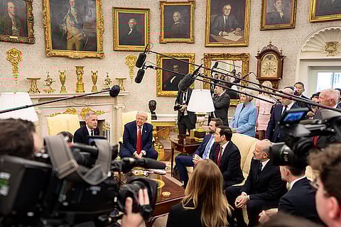 President Donald Trump meets with Canadian Prime Minister Mark Carney, Tuesday, May 6, 2025, in the Oval Office.