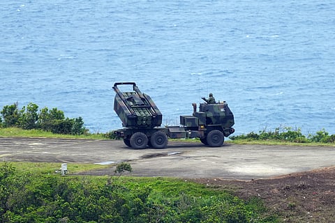 The first live-fire test of the U.S.-supplied High Mobility Artillery Rocket System (HIMARS) in Taiwan.