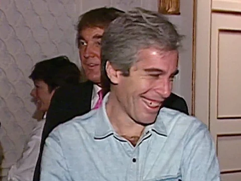 President Trump with Jeffrey Epstein.