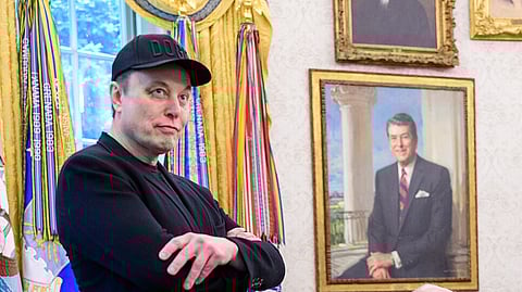 President Donald Trump participates in a press conference with former DOGE adviser Elon Musk, Friday, May 30, 2025, in the Oval Office.