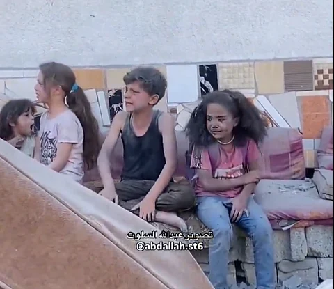 Injured Children in Gaza, after an Israeli attack.